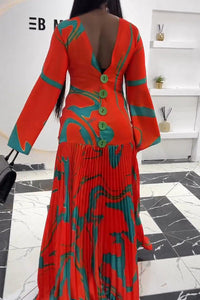 Sonnenblumen-Gold Plissiertes Langes Kleid