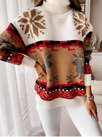 Pullover aus Strick mit gesticktem Rentier- und Schneeflockenmuster