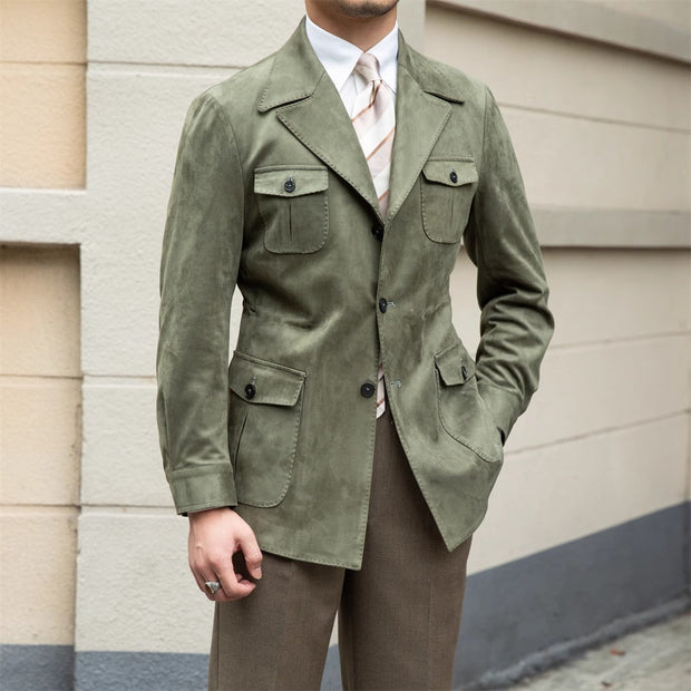 Jacke aus Kunstwildleder mit Reverskragen