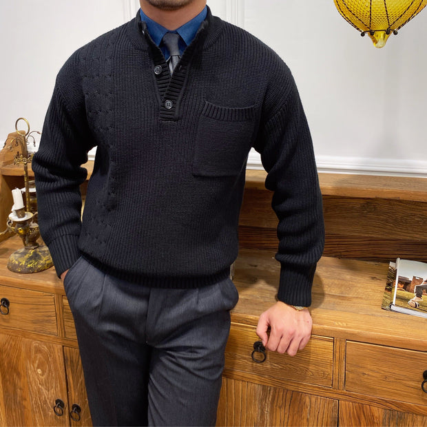 Pullover mit Zopfmuster und Rippstruktur