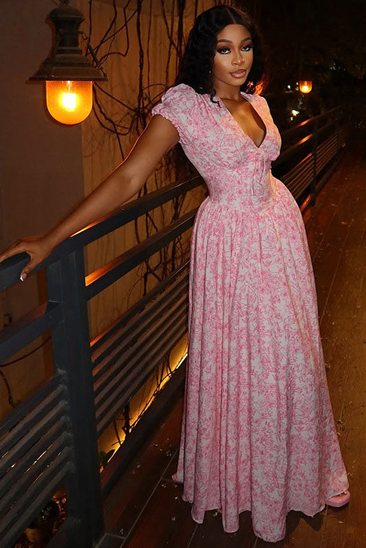 Französisches Ditsy-Blumen A-Linien-Kleid im modernen Stil