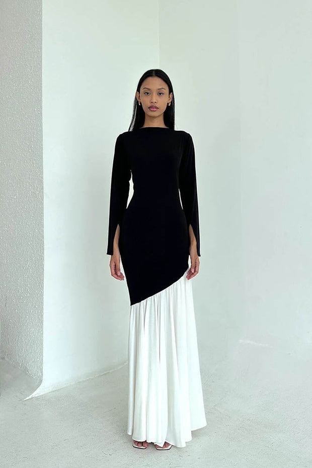 Modisches Farbblock-Midikleid mit tailliertem figurbetont-Schnitt