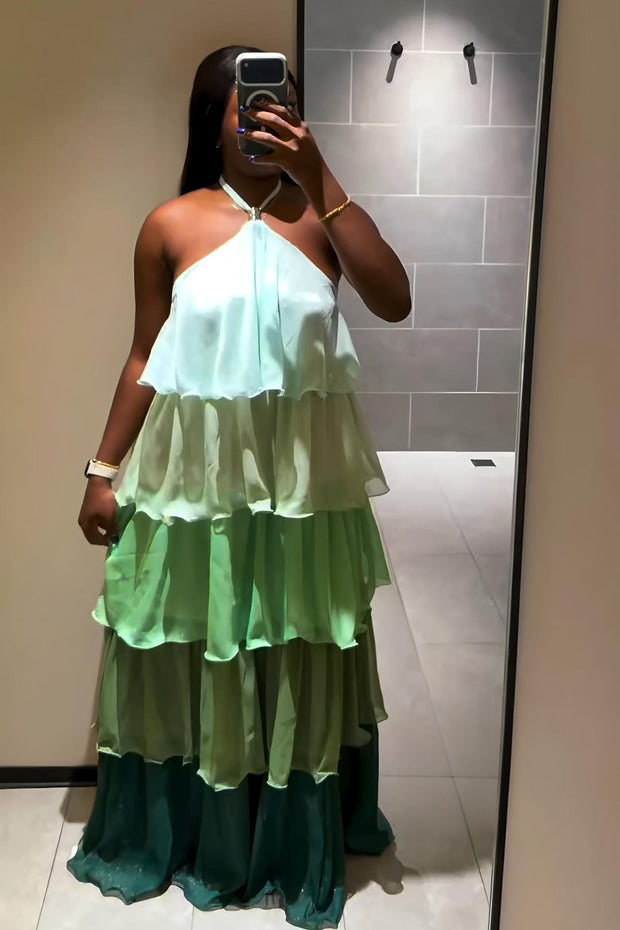 Ombre gestuftes Maxikleid mit Neckholder