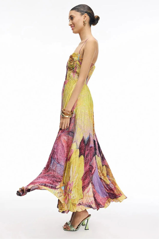 Kiara Langes Kleid mit mehrfarbigem Ikat-Muster