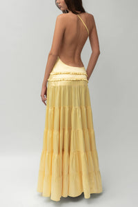 Athena Rückenfreies Langes Kleid mit Falten