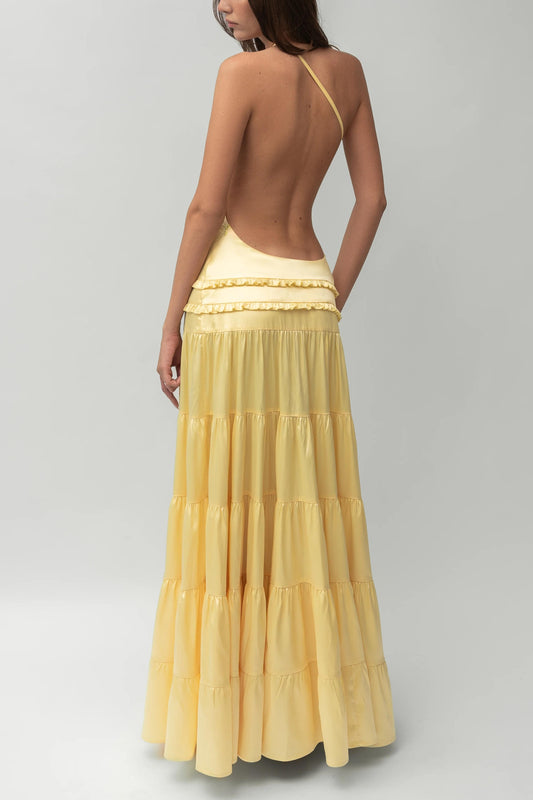 Athena Rückenfreies Langes Kleid mit Falten