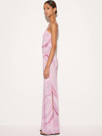 Marmo bedrucktes Satin-Langes Kleid
