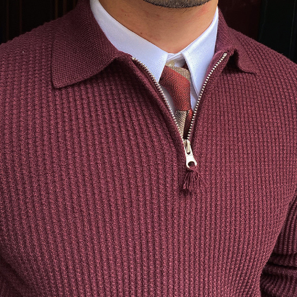 Pullover mit Rippstruktur, Quasten und kurzem Reißverschluss