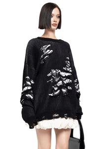 Farbblock Rissiger Lässiger Pullover