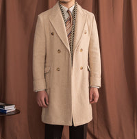 Polohemd aus Wollmischung mit Fischgrätmuster im Vintage-Stil