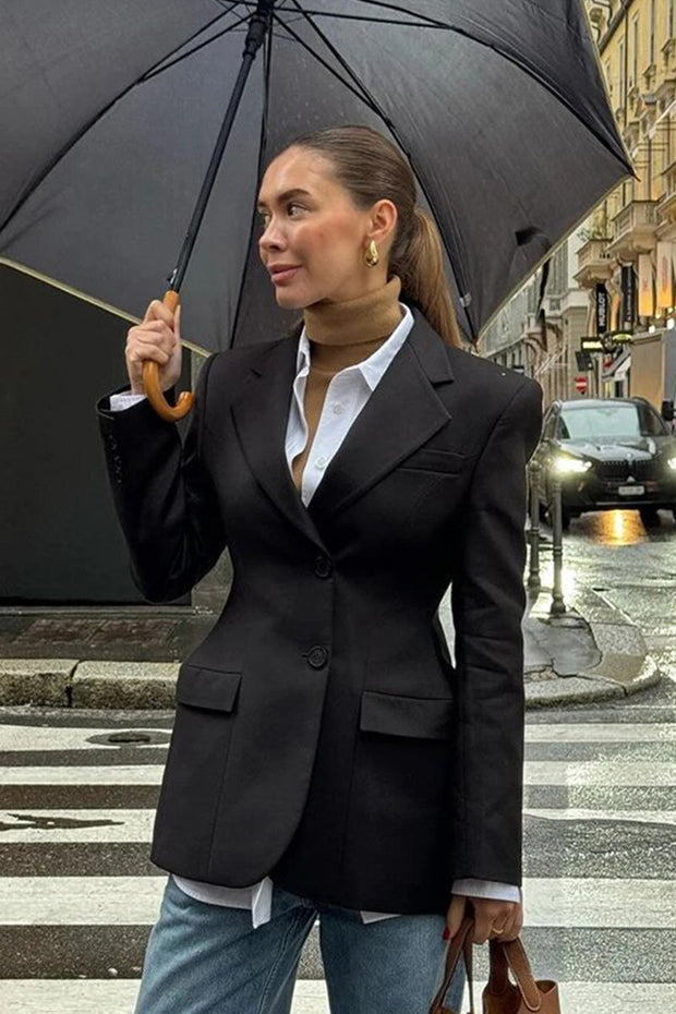 Frühjahrsblazer mit V-Neck und Taillierung