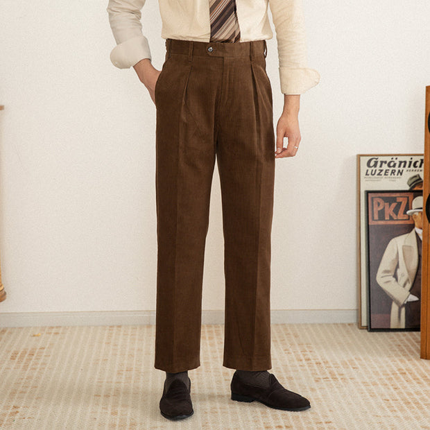 Hose aus Baumwollcord mit geradem Schnitt und Bundfalten