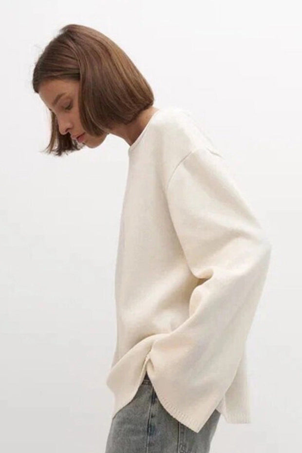 Versteckter Open-Back-Lazy-Pullover im modernen Stil