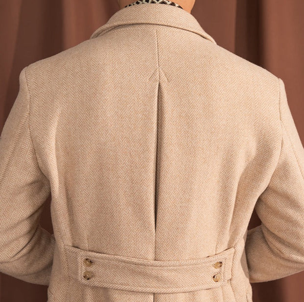 Polohemd aus Wollmischung mit Fischgrätmuster im Vintage-Stil