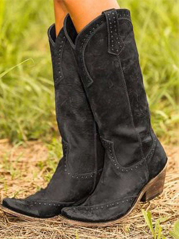 Vintage Nieten-Cowgirl-Stiefel im modernen Stil