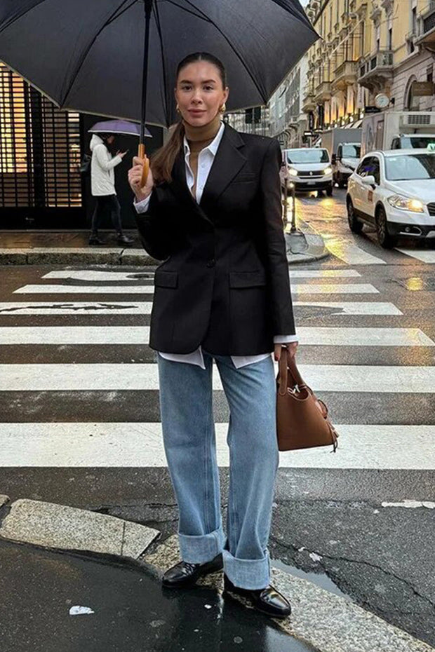 Frühjahrsblazer mit V-Neck und Taillierung