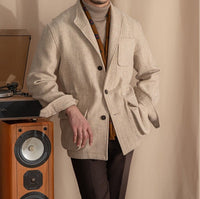 Mantel aus Wolle und Tweed mit Fischgrätmuster und sportiver Optik