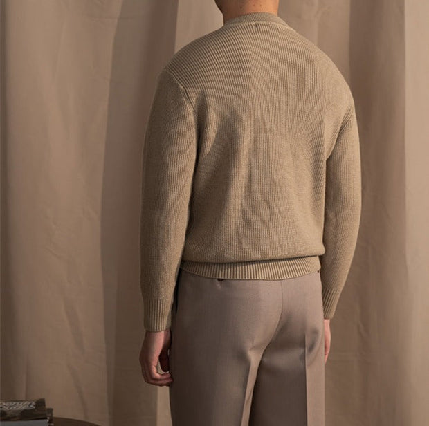 Pullover aus Wollmischung mit Rippstruktur