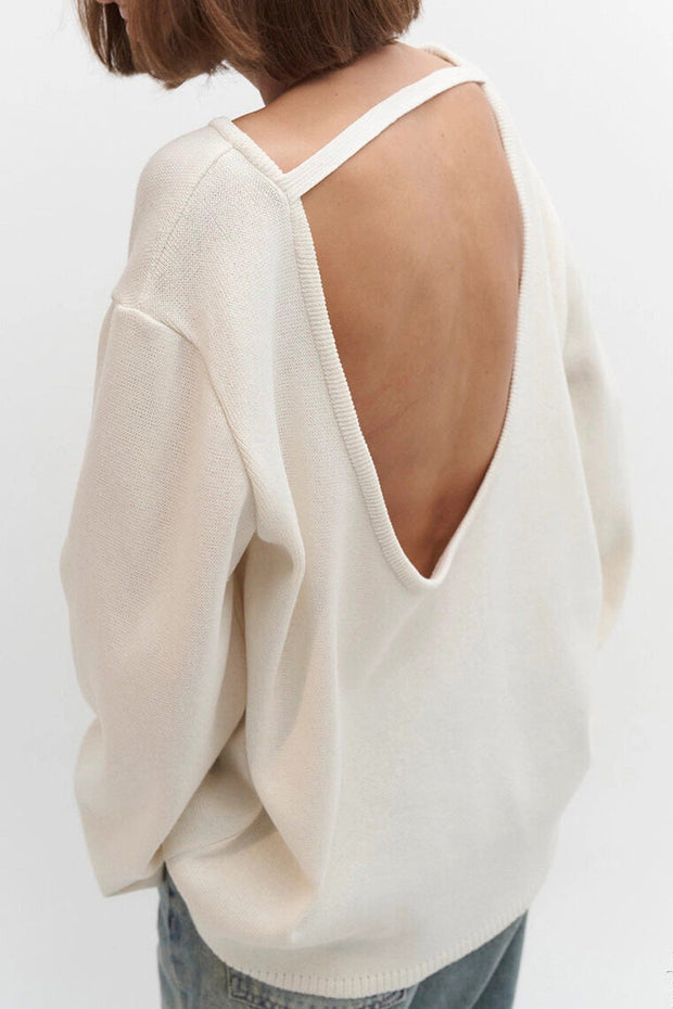Versteckter Open-Back-Lazy-Pullover im modernen Stil