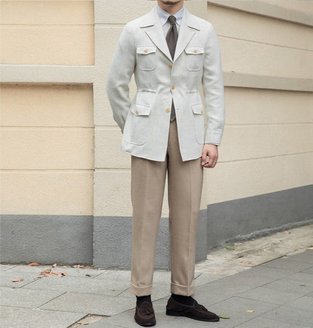 Jacke mit Hahnentrittmuster, strukturierter Oberfläche und Reverskragen