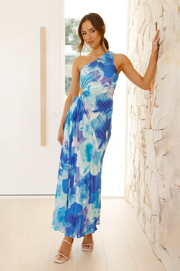 Laken Langes Kleid - Blau geblümt