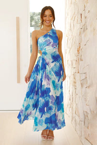Laken Langes Kleid - Blau geblümt