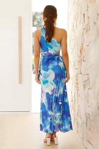 Laken Langes Kleid - Blau geblümt