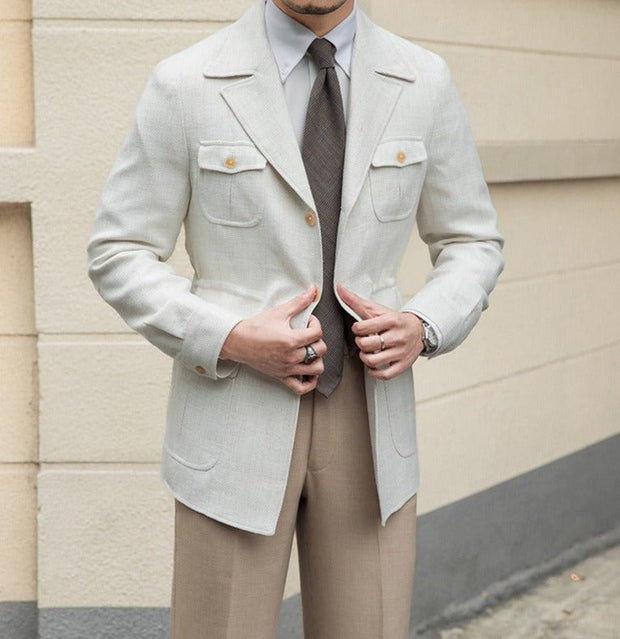 Jacke mit Hahnentrittmuster, strukturierter Oberfläche und Reverskragen