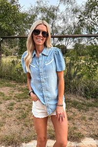 The Booker Western Hemd mit Knöpfen (Blau) im modernen Stil