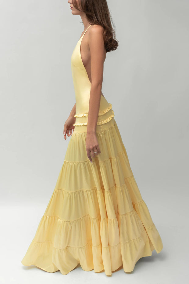 Athena Rückenfreies Langes Kleid mit Falten
