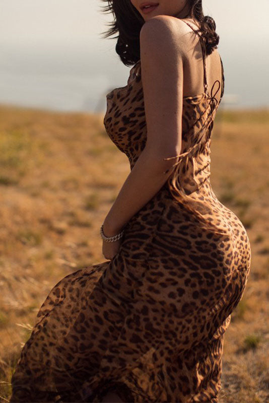 Leoparden Slip Rückenfreies Kleid im modernen Stil