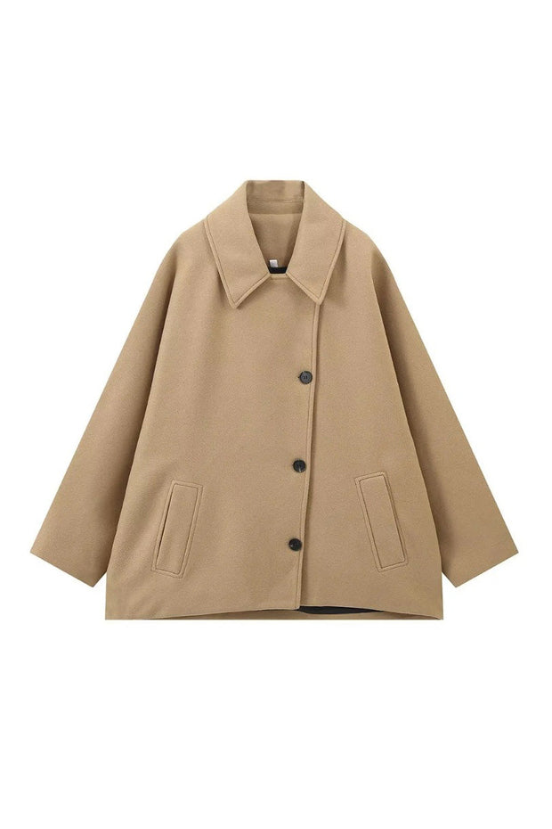 Leiser Luxus Asymmetrischer Cape-Mantel im modernen Stil
