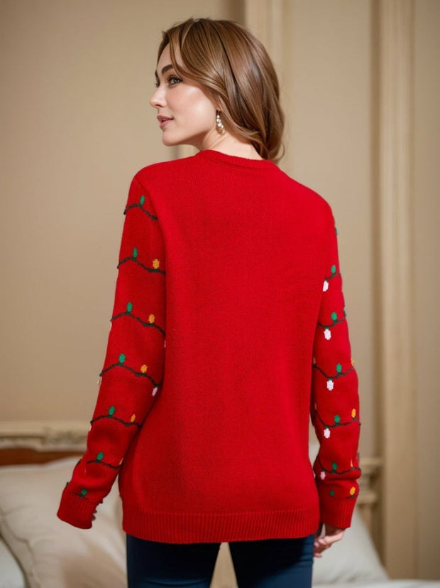 Pullover aus Strick mit Weihnachtsbaumstickerei