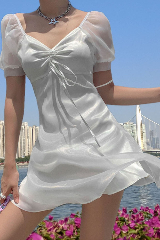Kleid mit Puffärmeln und transparentem Prinzessinnen-Stil im modernen Stil