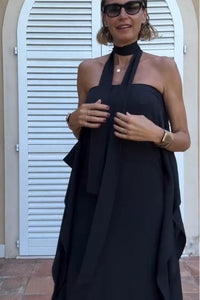 Fließender asymmetrischer Kaftan mit Gürtel im modernen Stil