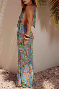 Verdant Shadows – Florales Resort-Langes Kleid