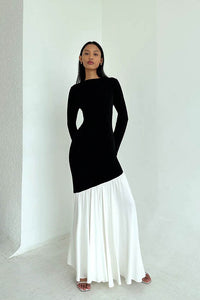 Modisches Farbblock-Midikleid mit tailliertem figurbetont-Schnitt