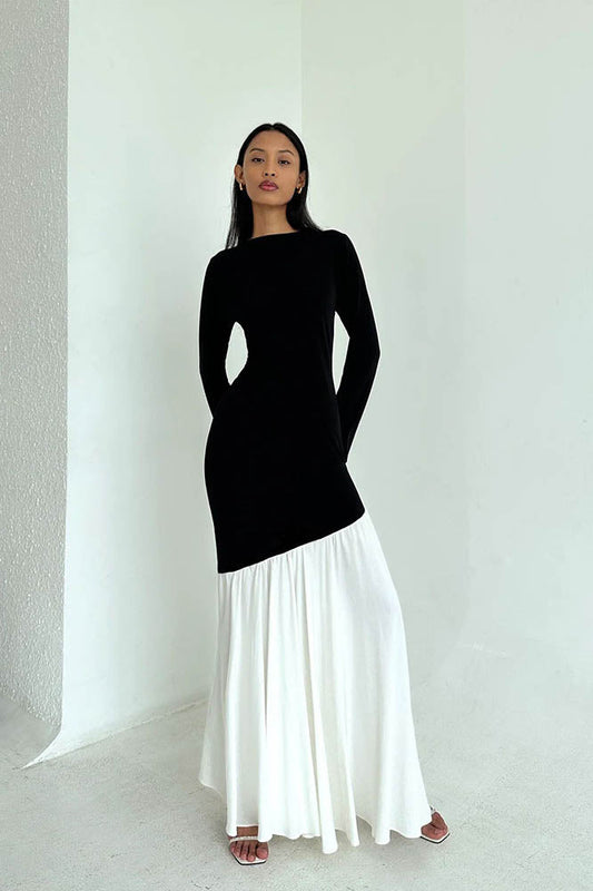 Modisches Farbblock-Midikleid mit tailliertem figurbetont-Schnitt