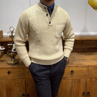 Pullover mit Zopfmuster und Rippstruktur