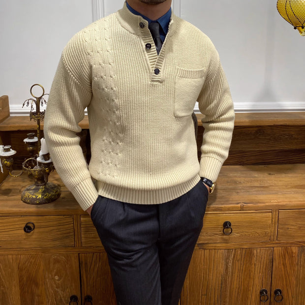 Pullover mit Zopfmuster und Rippstruktur