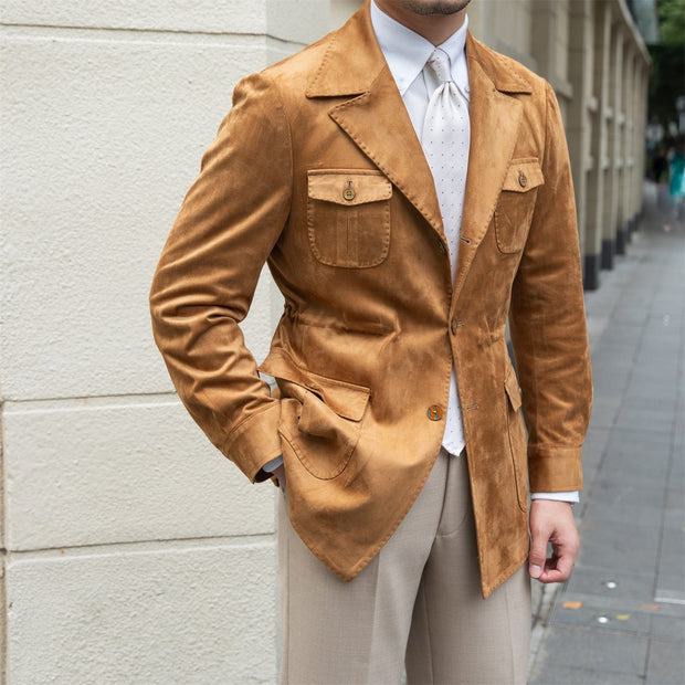 Jacke aus Kunstwildleder mit Reverskragen