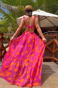 Blumiges, gerafftes Bikini-Rock-Set mit hohem Bund im modernen Stil