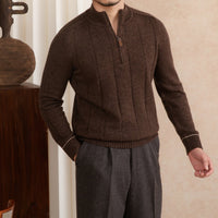 Pullover aus Wollmischung mit kurzem Reißverschluss und langen Ärmeln