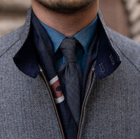 Harrington-Jacke aus Wollmischung mit Fischgrätmuster