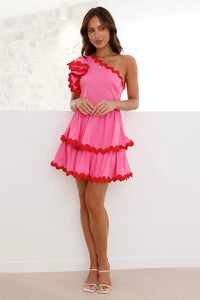 Daisuke Kurzes Kleid - Rosa / Rot