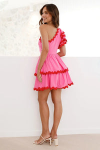 Daisuke Kurzes Kleid - Rosa / Rot