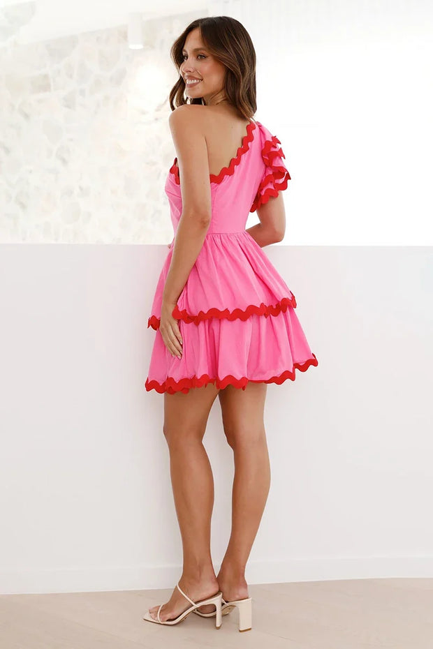 Daisuke Kurzes Kleid - Rosa / Rot
