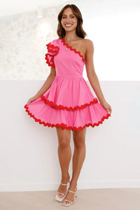 Daisuke Kurzes Kleid - Rosa / Rot