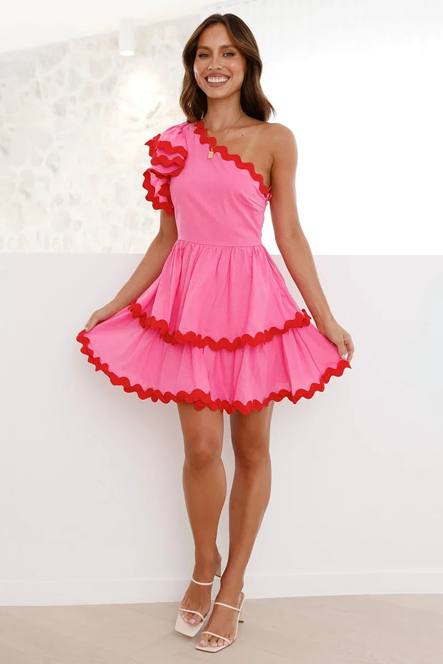 Daisuke Kurzes Kleid - Rosa / Rot