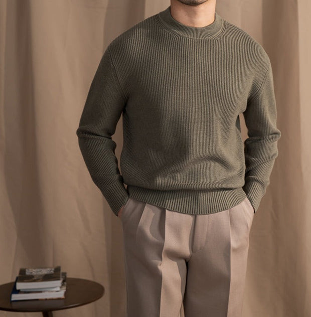 Pullover aus Wollmischung mit Rippstruktur